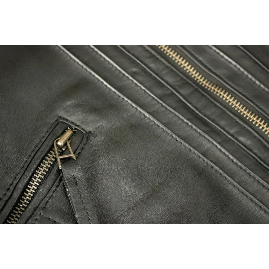 Womens Black Short Biker Leather Jacket-TruClothing